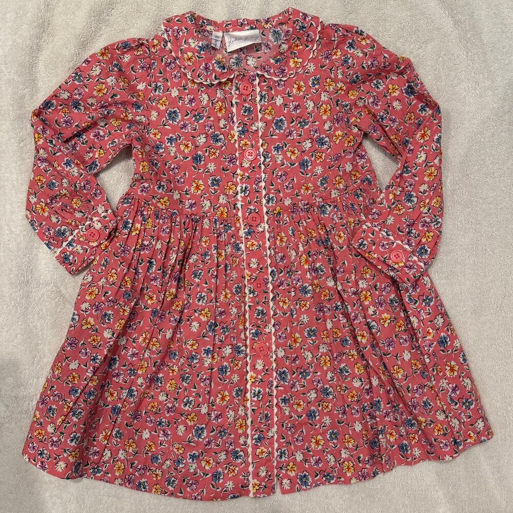 Rachel Riley - Pink Floral Long Sleeve Dress - 3T